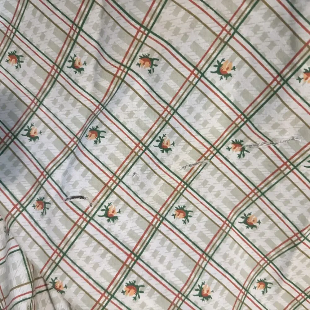 VTG‎ 80s Utica flat sheet King orange green flowers cotton blend no iron percale